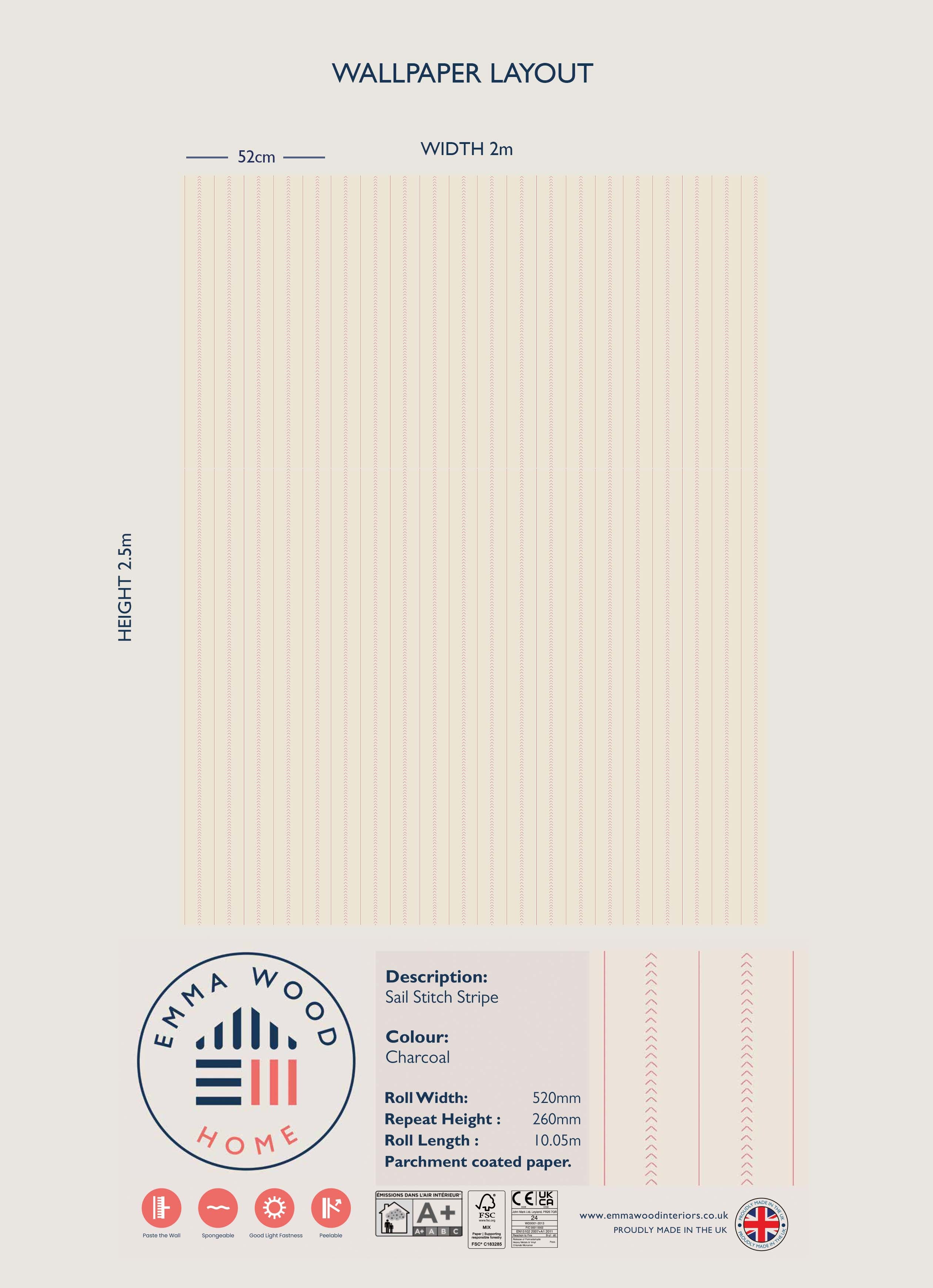 Sail Stitch Stripe -  CORAL