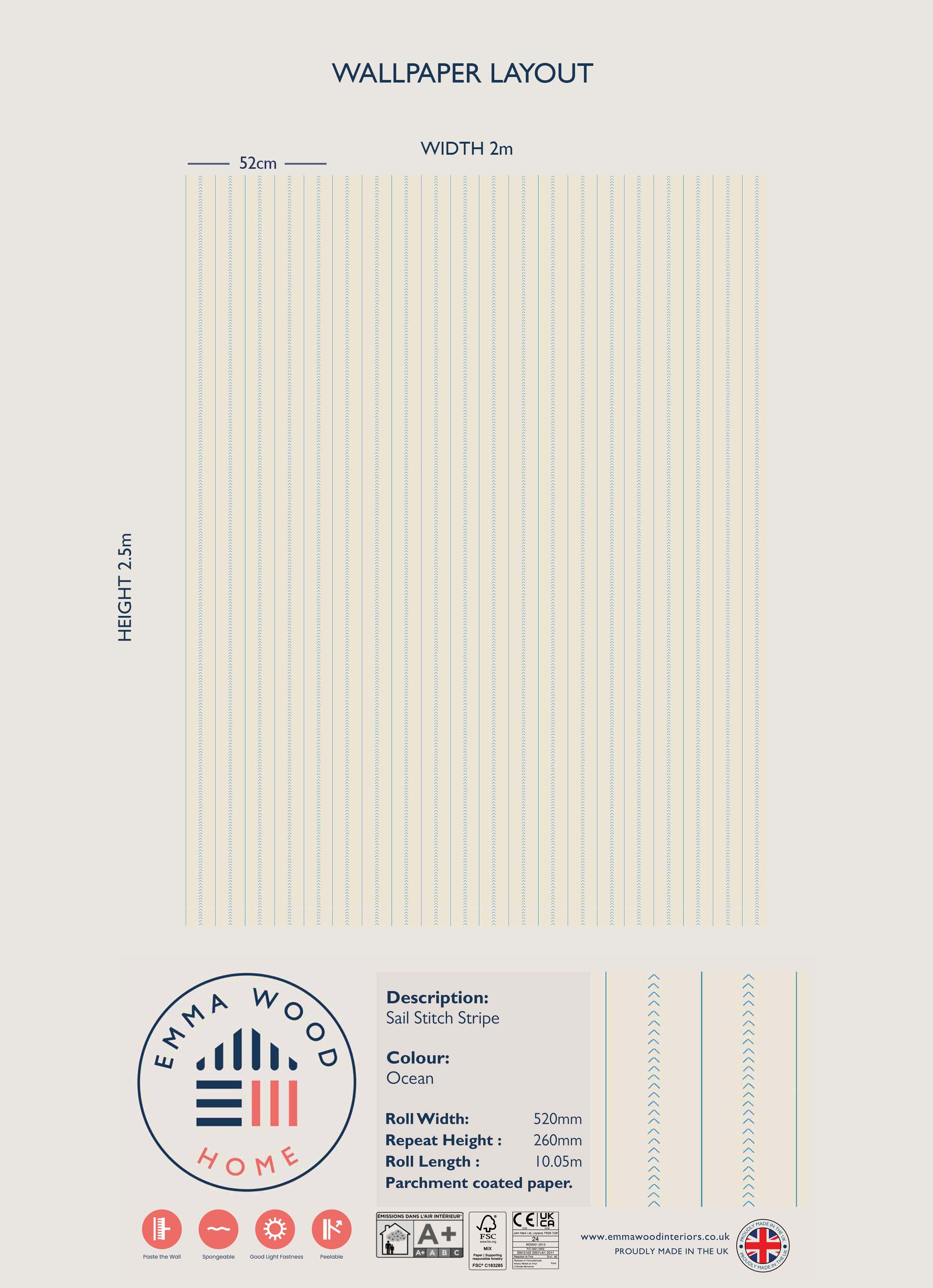 Sail Stitch Stripe -  OCEAN