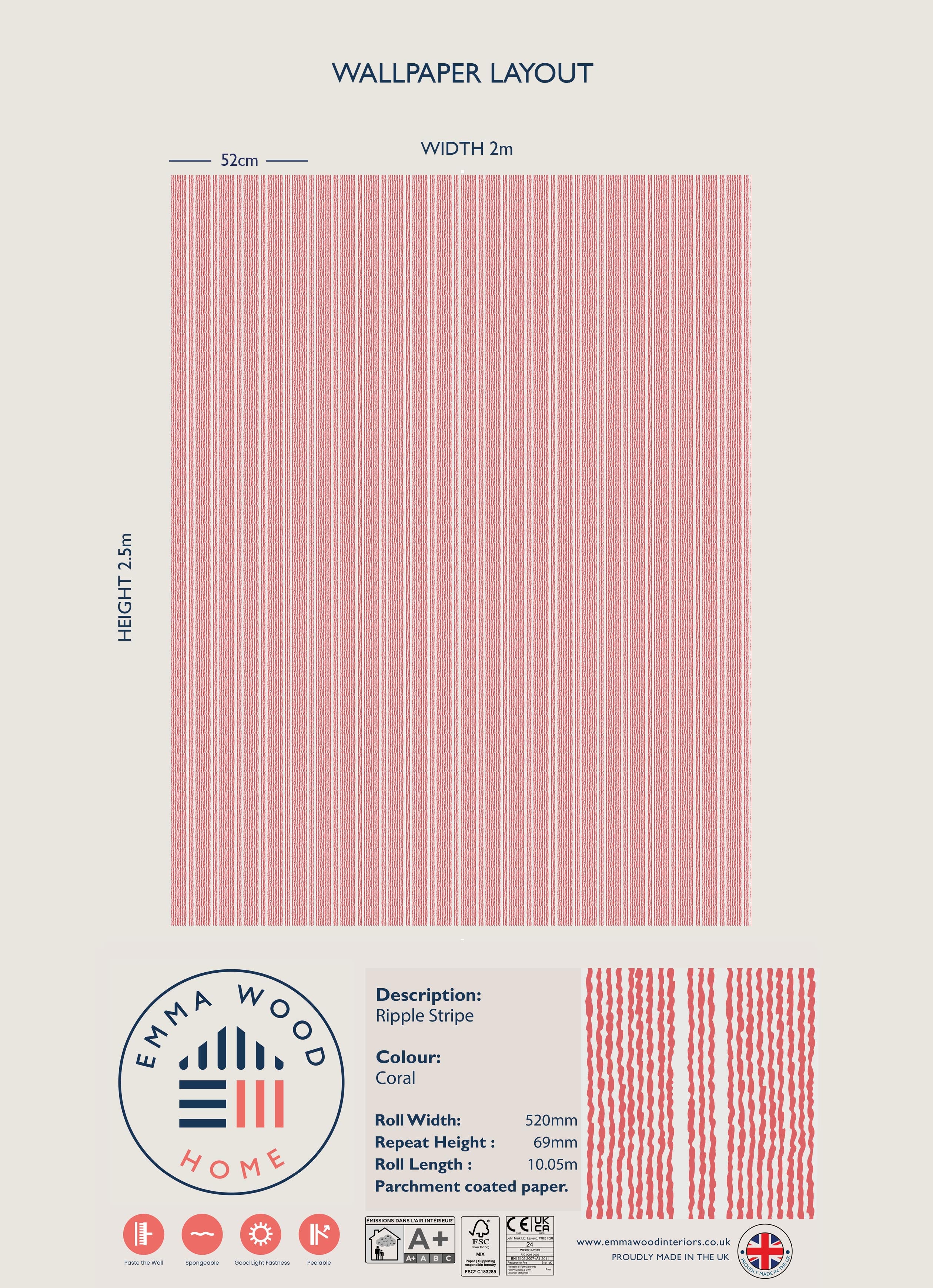 Ripple Stripe - CORAL