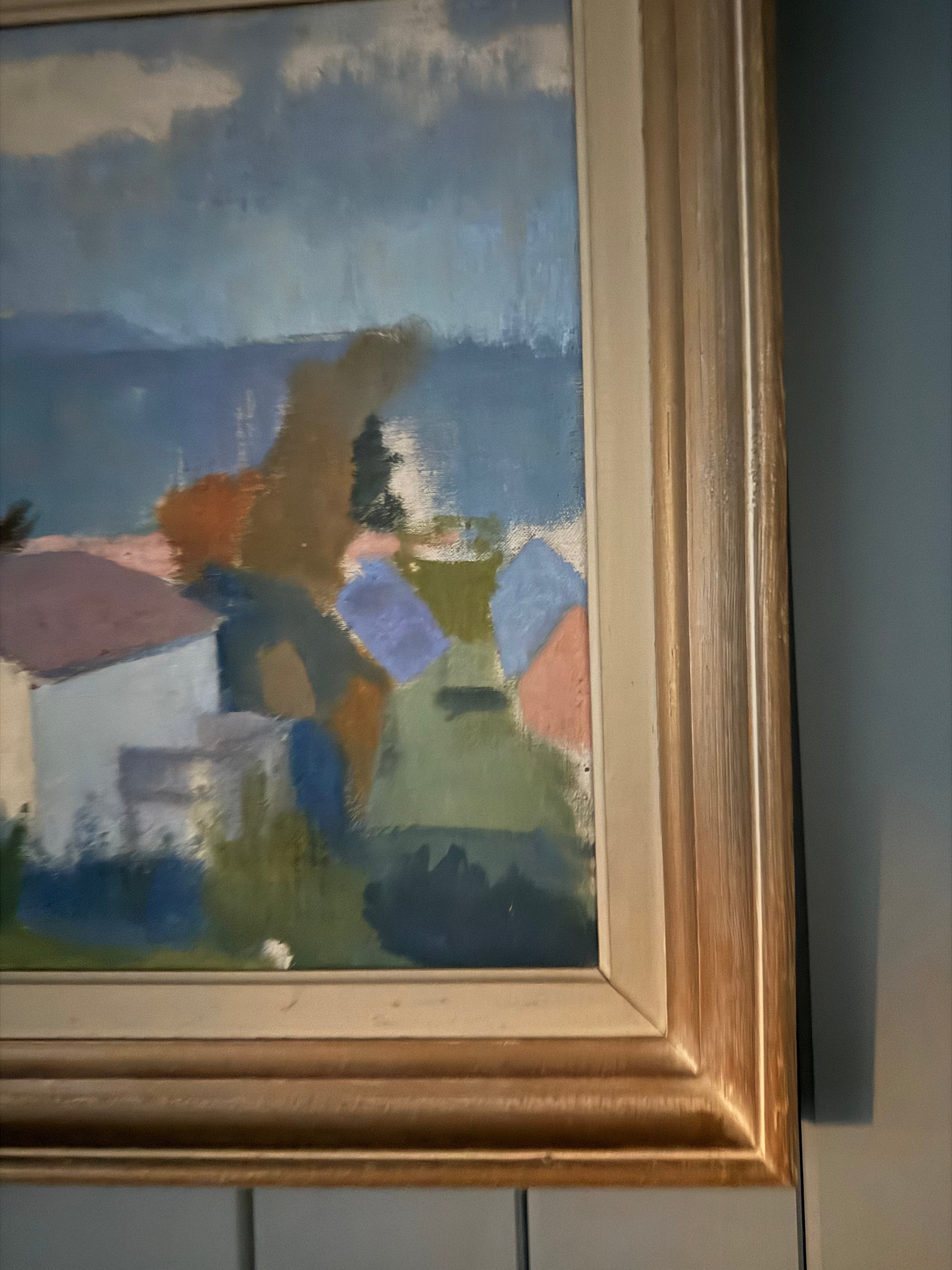 ISABELLA WRANGEL. Kustby ( Coastal Village ) , oil on canvas, monogram signed.