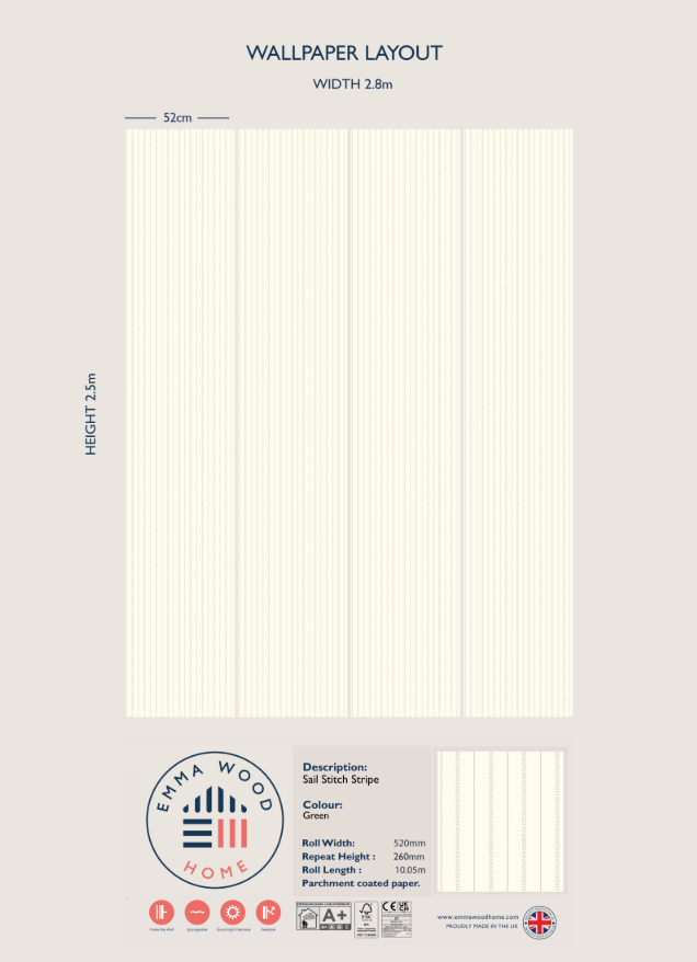 Sail Stitch Stripe -  Green