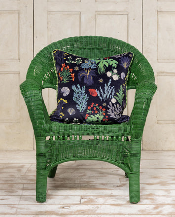 Aster & Cockle Piped Velvet Cushion Medium