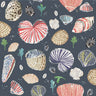 Little Nautilus - Navy — Pure Linen White / Metre / Crib 5
