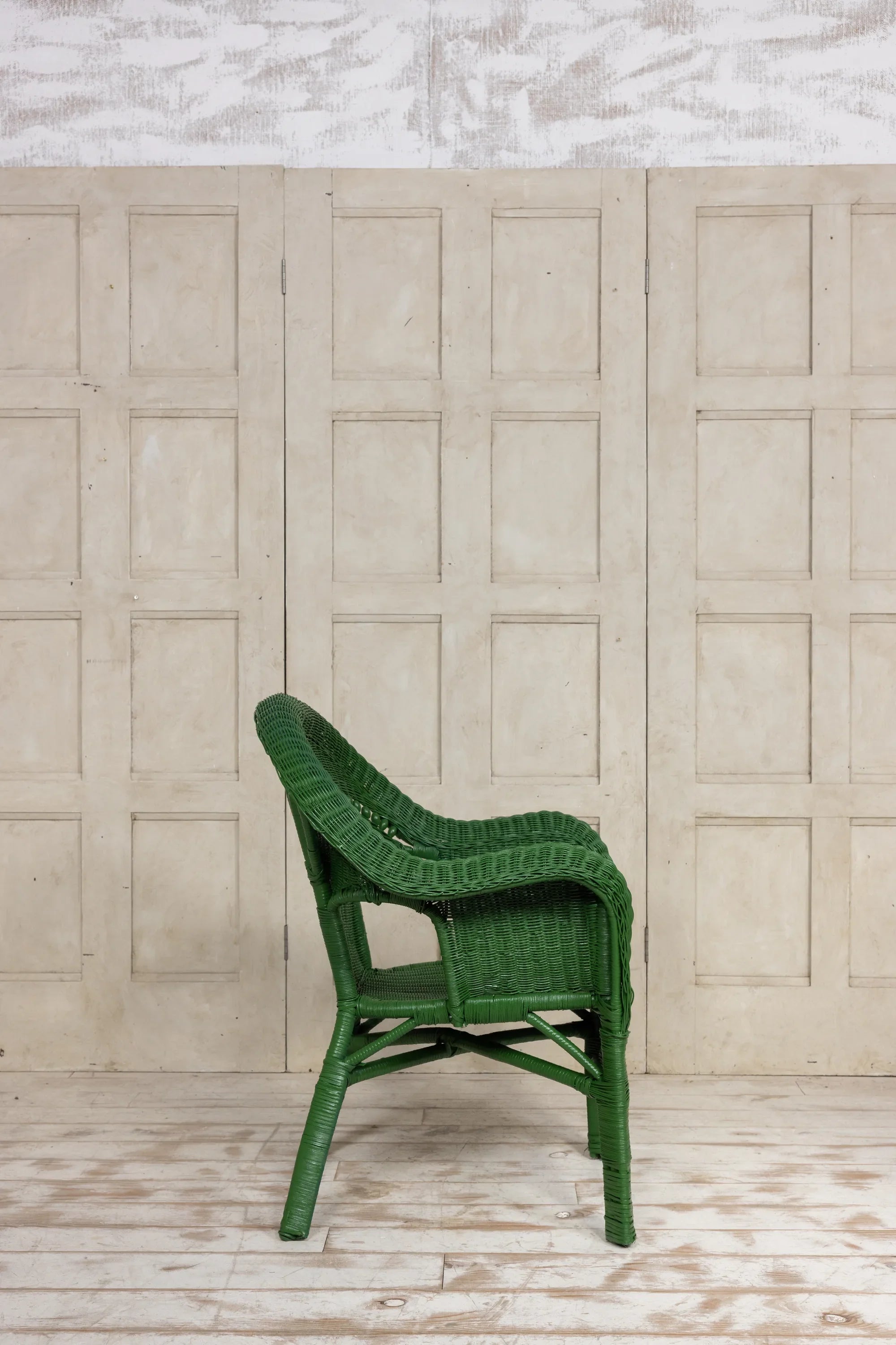 Pair of vintage coastal woven rattan lounge chairs. 1920's