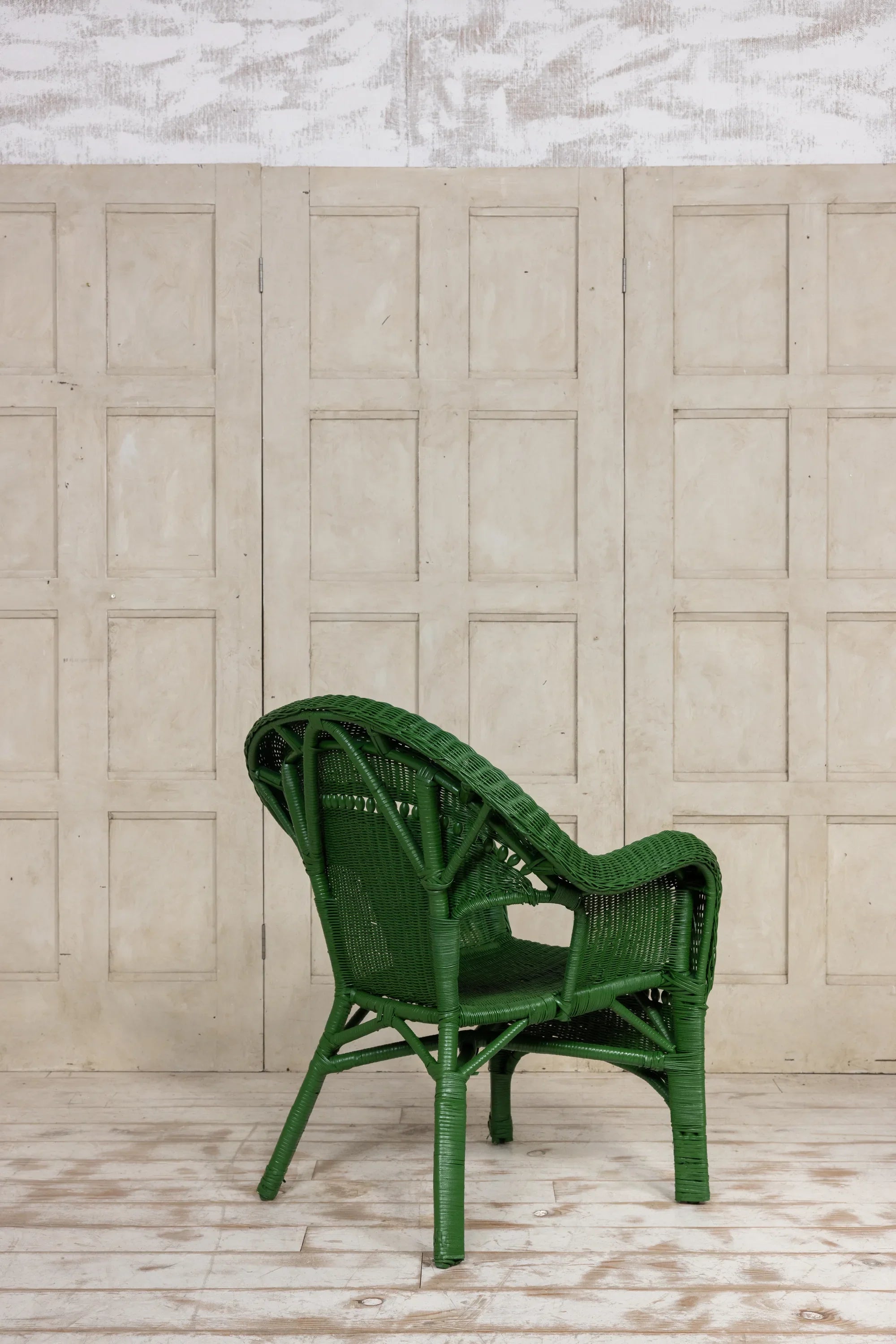 Pair of vintage coastal woven rattan lounge chairs. 1920's