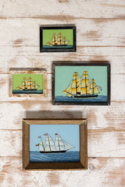 Nautical antique Indian reverse glass paintings