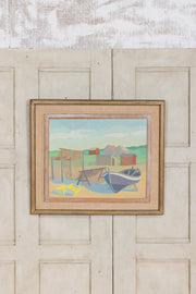 Vintage Swedish boat painting