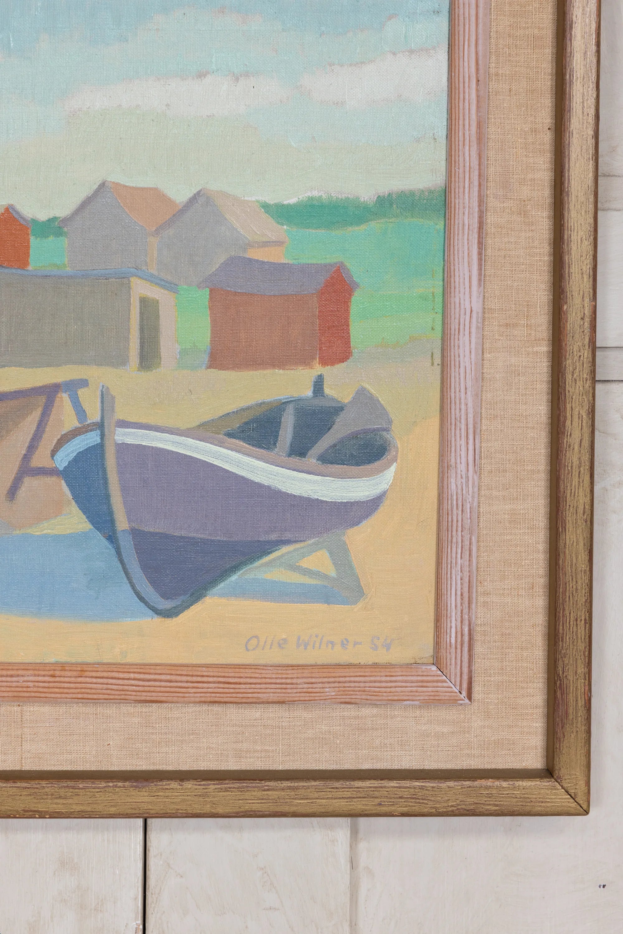 Vintage Swedish boat painting