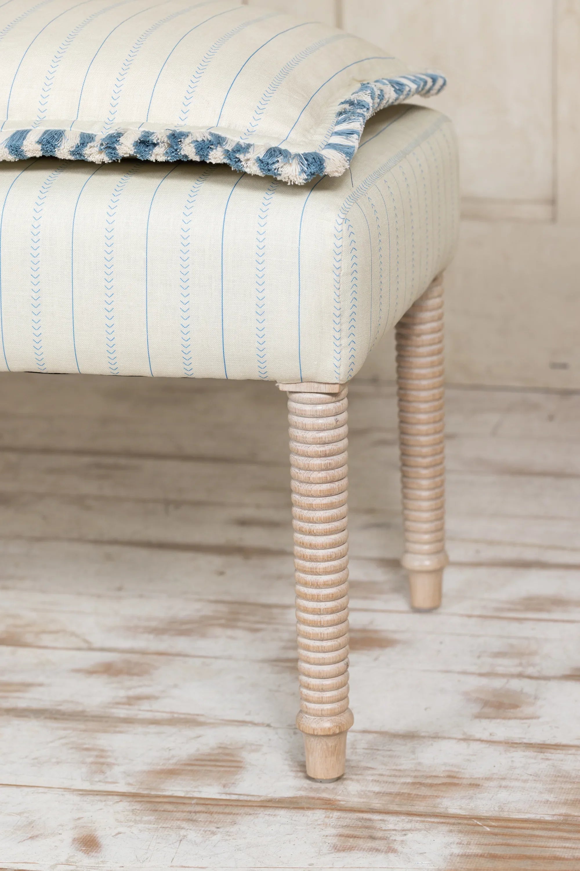 Rope Twist Bench with piped feather cushion
