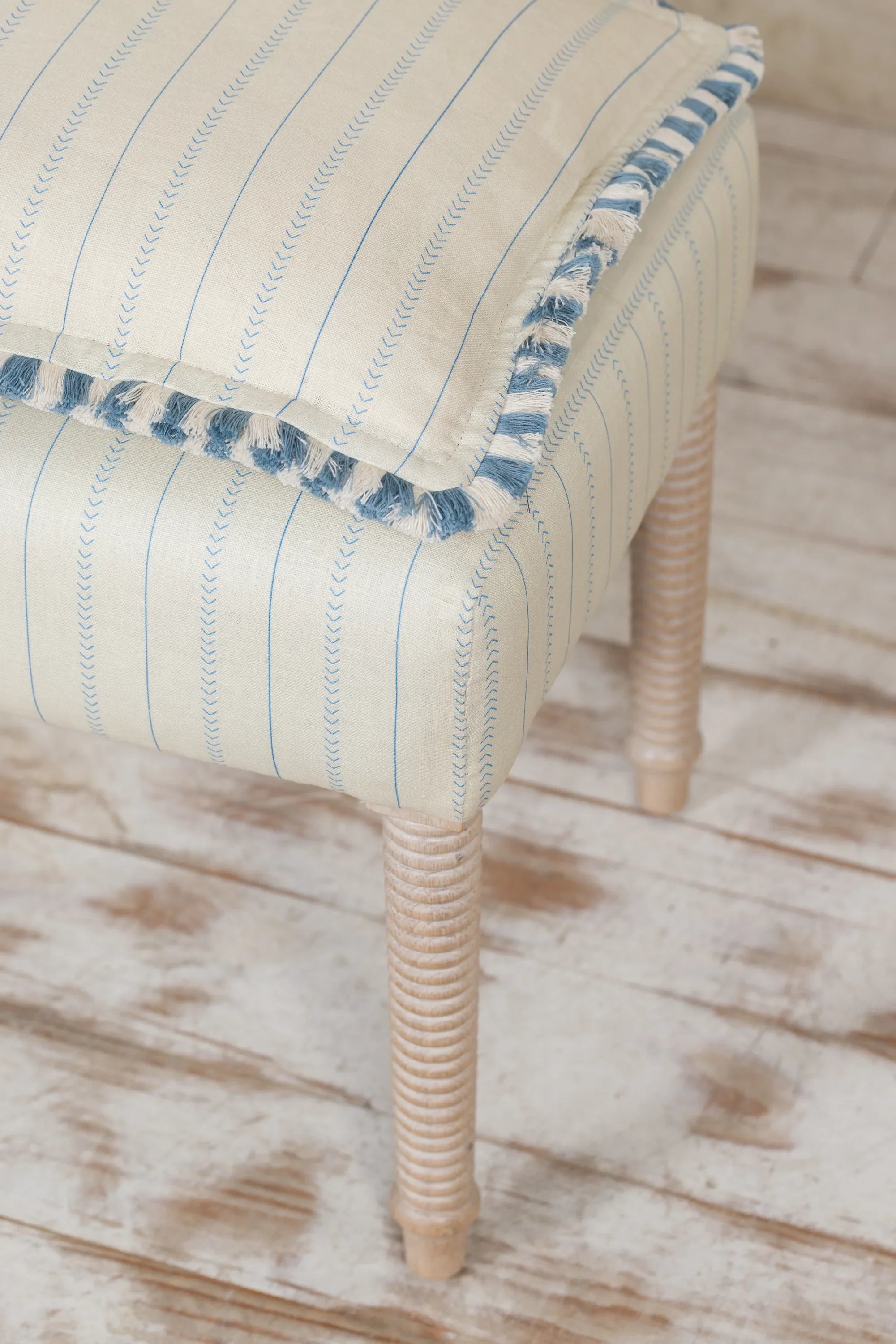 Rope Twist Bench with piped feather cushion